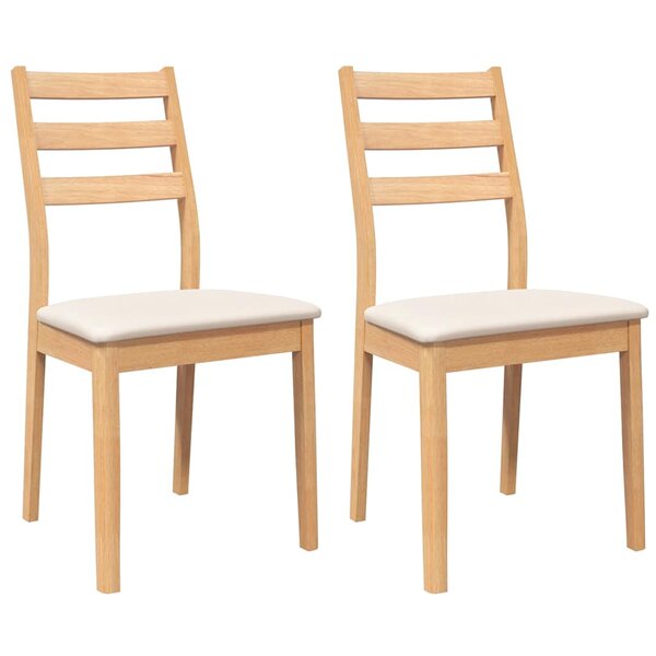 vidaXL Chaises à manger coussins 2 Pièces naturel bois massif caoutchouc