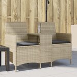 vidaXL Canapé de jardin 2 places avec table et coussins résine tressée