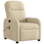 vidaXL Fauteuil de massage inclinable Crème Tissu
