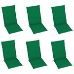 vidaXL Chaises de jardin 6 Pièces avec coussins vert Bois de teck