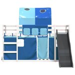 vidaXL Lit superposé sans matelas avec toboggan et rideaux 90x190 cm