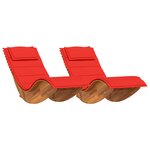 vidaXL Chaises Longues à Bascule avec Coussins 2 Pièces en Bois Massif Acacia