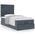 vidaXL Cadre de lit ottoman et matelas gris foncé 90x200 cm velours