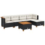 vidaXL Salon de jardin 6 Pièces avec coussins noir résine tressée