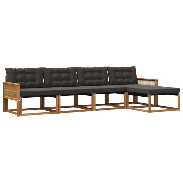 vidaXL Ensemble de canapés d'extérieur 5 pc Naturel et noir