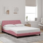 vidaXL Cadre de lit et tête de lit sans matelas rose 120x200cm velours
