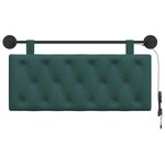 vidaXL Tête de lit suspendue Avec lumière LED Vert foncé Tissu