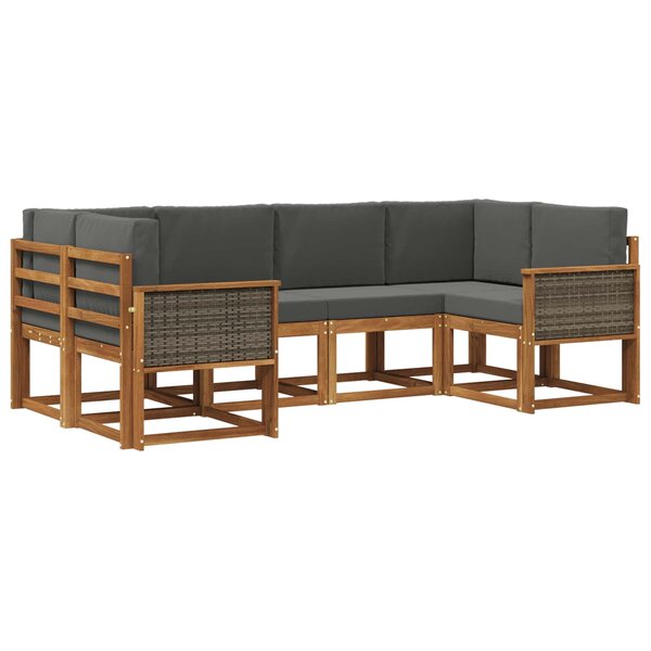 vidaXL Ensemble de canapés d'extérieur 6 pc Naturel et Anthracite