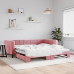vidaXL Lit de jour avec lit gigogne rose 100x200 cm velours