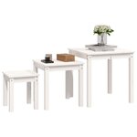 vidaXL Tables gigognes 3 Pièces Blanc Bois de pin massif