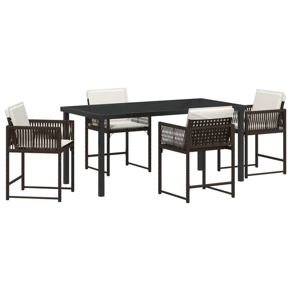 vidaXL Set de salle à manger de jardin 5 pièces avec coussins en rattan synthétique marron