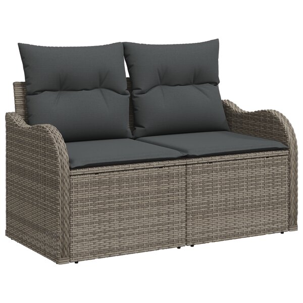 vidaXL Ensemble de canapé de jardin   7 pièces avec coussins gris en rattan synthétique