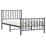 vidaXL Cadre de lit métal sans matelas avec pied de lit noir 100x190cm