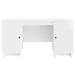 vidaXL Bureau Blanc brillant Bois d'ingénierie 142 5 x 50 x 75 cm
