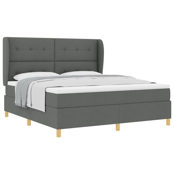 Lit Box Spring vidaXL avec matelas - Gris foncé  180x200 cm  Tissu