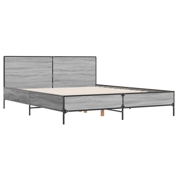 vidaXL Cadre de lit sonoma gris 140x200 cm bois d'ingénierie et métal