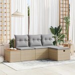 vidaXL Ensemble de canapé de jardin 4 Pièces Beige 55 x 62 x 69 cm