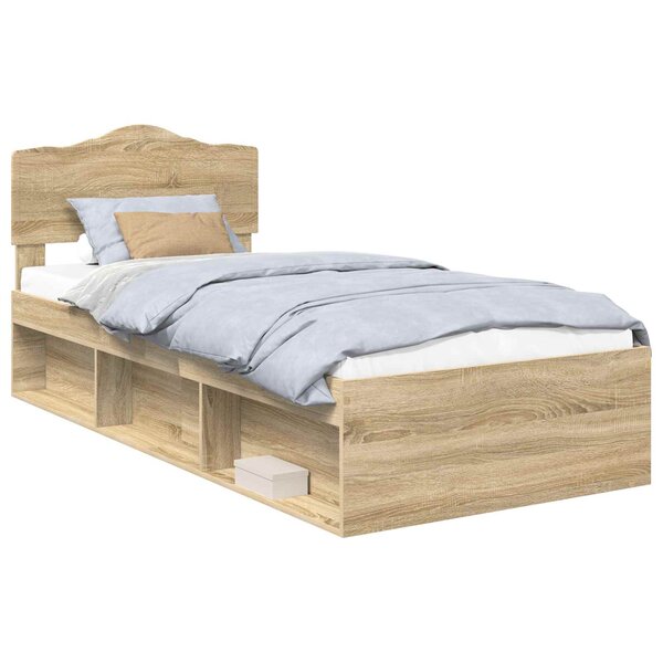 vidaXL Cadre de lit Chêne Sonoma 75 x 190 cm Bois de pin massif