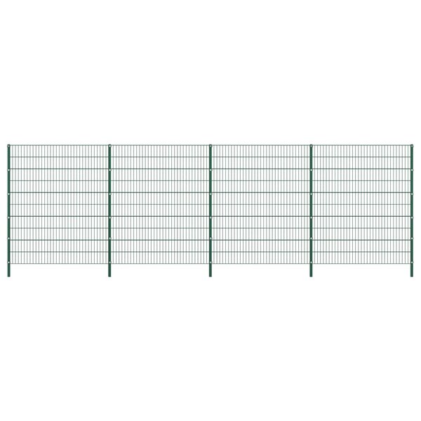 Vidaxl panneau de clôture avec poteaux fer 6 8 x 2 m vert