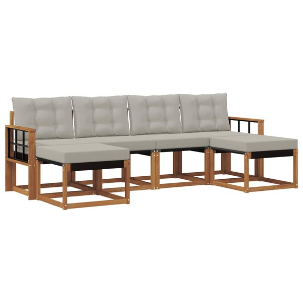 vidaXL Ensemble de canapés d'extérieur 6 pc Gris Naturel et Clair