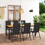 vidaXL Ensemble à manger de jardin 7 Pièces noir et marron