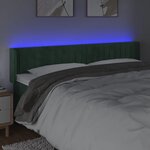 vidaXL Tête de lit à LED Vert foncé 163x16x78/88 cm Velours