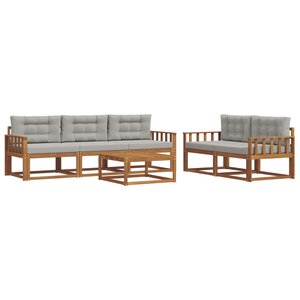 vidaXL Ensemble de canapés d'extérieur 6 Pièces Gris Naturel et Clair