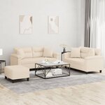 vidaXL Ensemble de canapés 3 Pièces avec coussins Beige Tissu microfibre