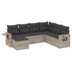 vidaXL Salon de jardin avec coussins 7 Pièces gris clair résine tressée