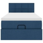 vidaXL Lit ottoman avec matelas et LED Bleu 100x200 cm Tissu