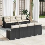 vidaXL Ensemble de canapé de jardin 9 Pièces Noir  Crème 55 x 55 x 37 cm
