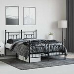 vidaXL Cadre de lit métal sans matelas avec pied de lit noir 140x200cm