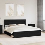 vidaXL Cadre de lit avec matelas Noir 200 x 200 cm Pin massif