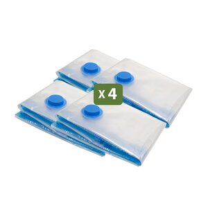 Pack and Move - Lot 4 Housses Rangement Sous Vide - Taille S 50 x 70 cm - Sac de Compression - Vêtements Pull Hiver - Petit Format - Fermeture Zip