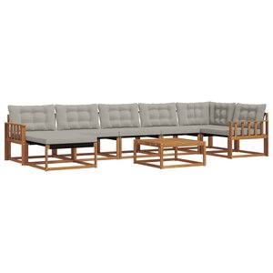 vidaXL Ensemble de canapés d'extérieur 8 Pièces Gris Naturel et Clair