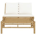 vidaXL Salon de jardin 2 Pièces avec coussins blanc crème bambou