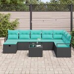 vidaXL Ensemble de Canapés avec coussin avec stockage Noir polyrotin