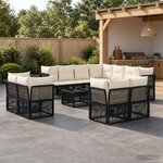 vidaXL Ensemble de canapé de jardin 12 pc Noir polyrotin