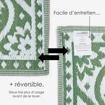 Tapis extérieur terrasse réversible - Tapis de jardin imperméable et résistant UV - Motif carrelage - Vert - 182x122 cm - HOMESCAPES