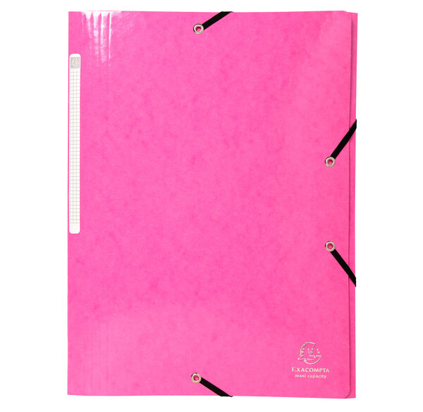 Chemise 3 rabats élastiques Max Capacité IDERAMA Carte pelliculée 425g Rose EXACOMPTA