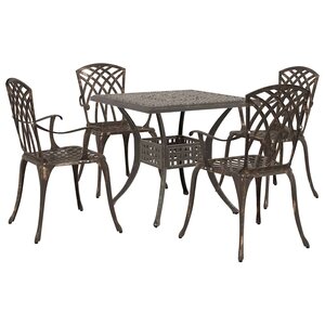 vidaXL Ensemble de tables de jardin 5 Pièces Bronze Aluminium coulé