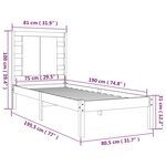 vidaXL Cadre de lit Blanc Bois massif 75x190 cm Petit simple