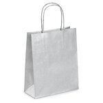 Mini sac kraft argent à poignées torsadées 18x22x8 cm