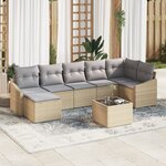 vidaXL Ensemble de Dîner de Jardin de 8 pièces avec Coussins Rattan Poly Noir