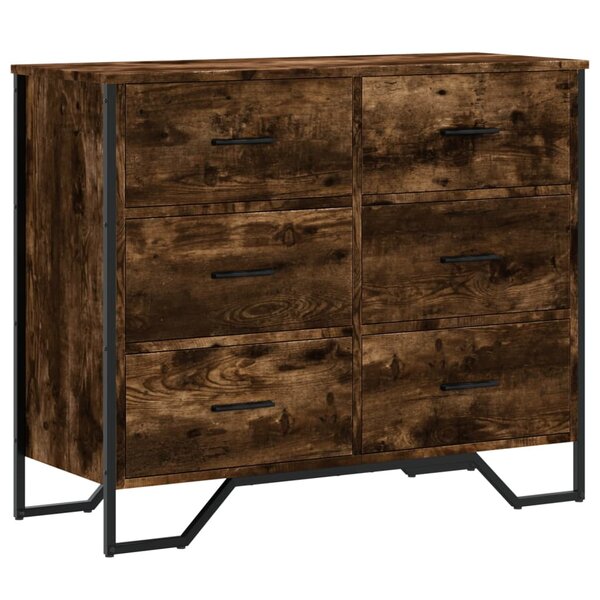 vidaXL Commode chêne fumé 91x35 5x74 5 cm bois d'ingénierie