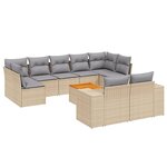 vidaXL Salon de jardin avec coussins 10 Pièces beige résine tressée