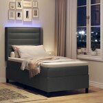 vidaXL Lit à ressort LED avec matelas Gris foncé 90 x 200 cm tissu