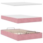 vidaXL Cadre de lit ottoman avec matelas rose 120x200 cm velours