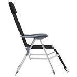 vidaXL Chaises de camping pliantes et repose-pied 2 Pièces noir textilène