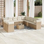 vidaXL Salon de jardin avec coussins 12 Pièces beige résine tressée